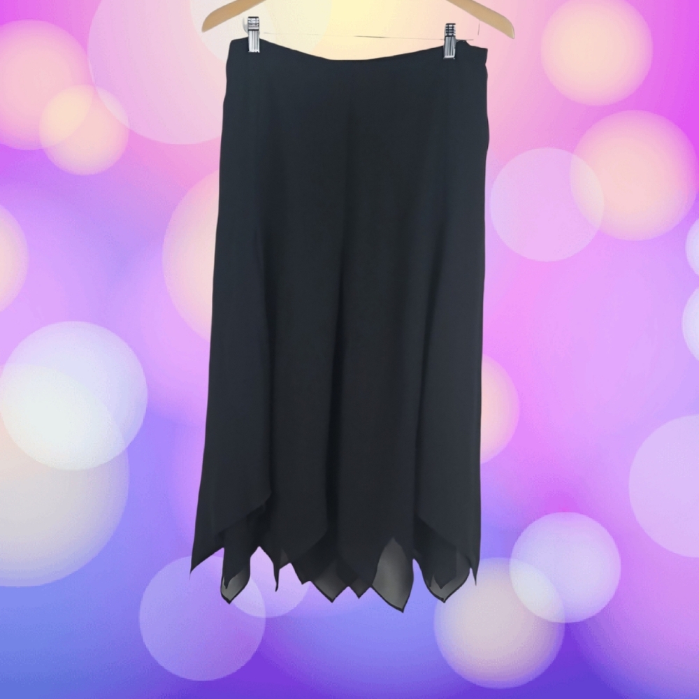 Retro Black Gothic Style Midi Skirt, Size L